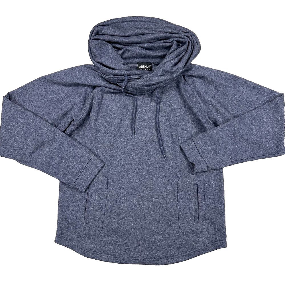 ARSNL‎ Womens Size Medium Blue Pullover Sweater Cowl Neck Hooded Long Sleeve